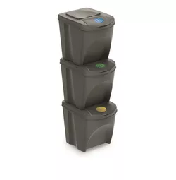 Kosz do segregacji śmieci Sortibox 25 l, 3 szt., szary